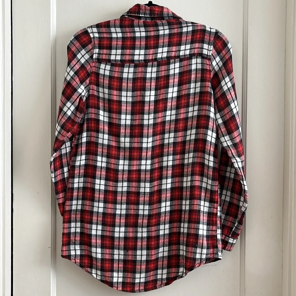 Japna 100% Cotton Flannel Button Down Shirt in Red Black & White Long Top - Picture 3 of 13